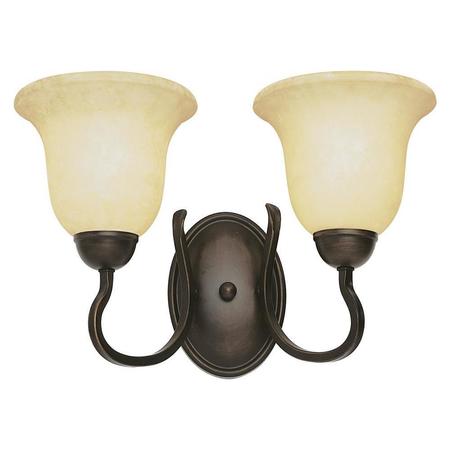 TRANS GLOBE Two Light Rubbed Oil Bronze Tea Stain Glass Wall Light PL-8161 ROB